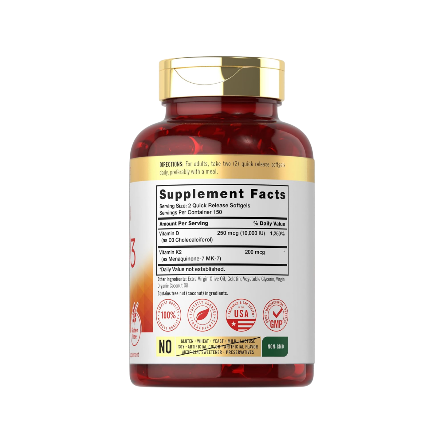 Carlyle Vitamin K2 MK-7 & Vitamin D3 5,000 iu | 300 softgels
