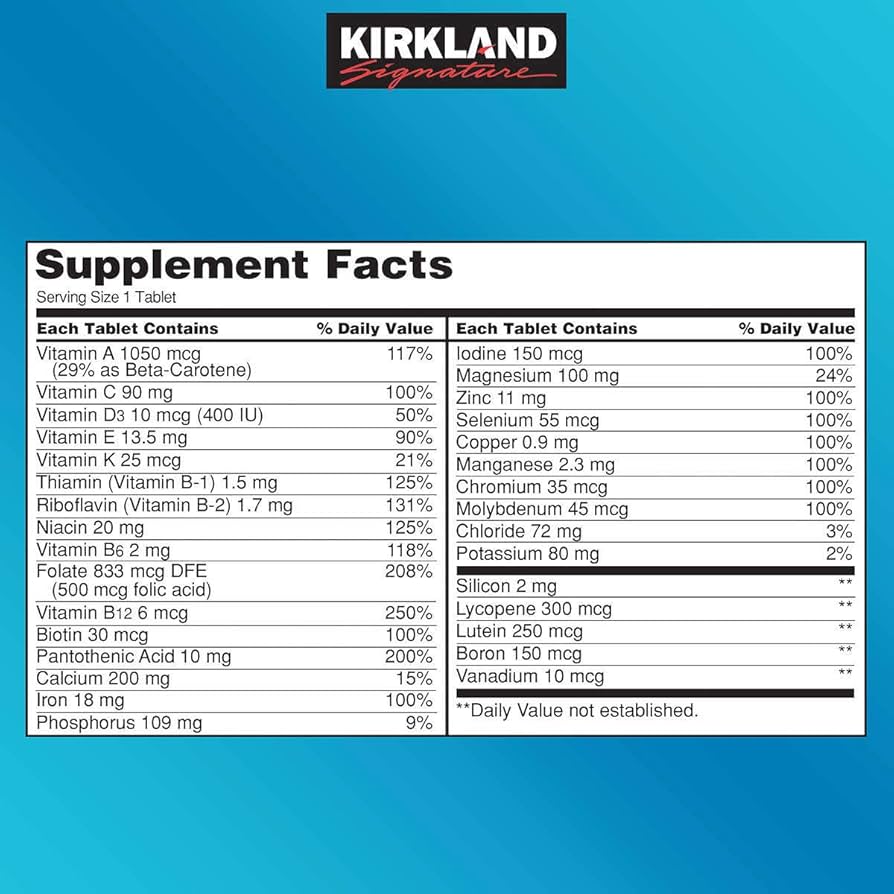 Kirkland Signature Daily Multivitamins, 500 Tablets