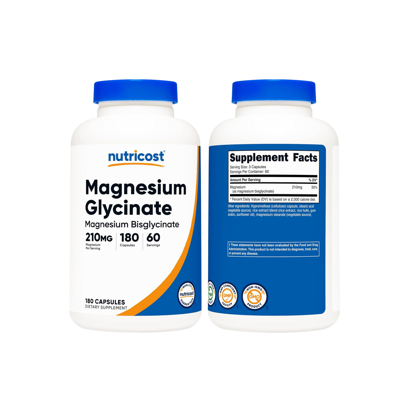 Nutricost Magnesium Glycinate 210mg per serving (90/180 capsules)