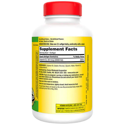 Kirkland Signature Vitamin D3 2,000 iu, 50mcg., 600 Softgels