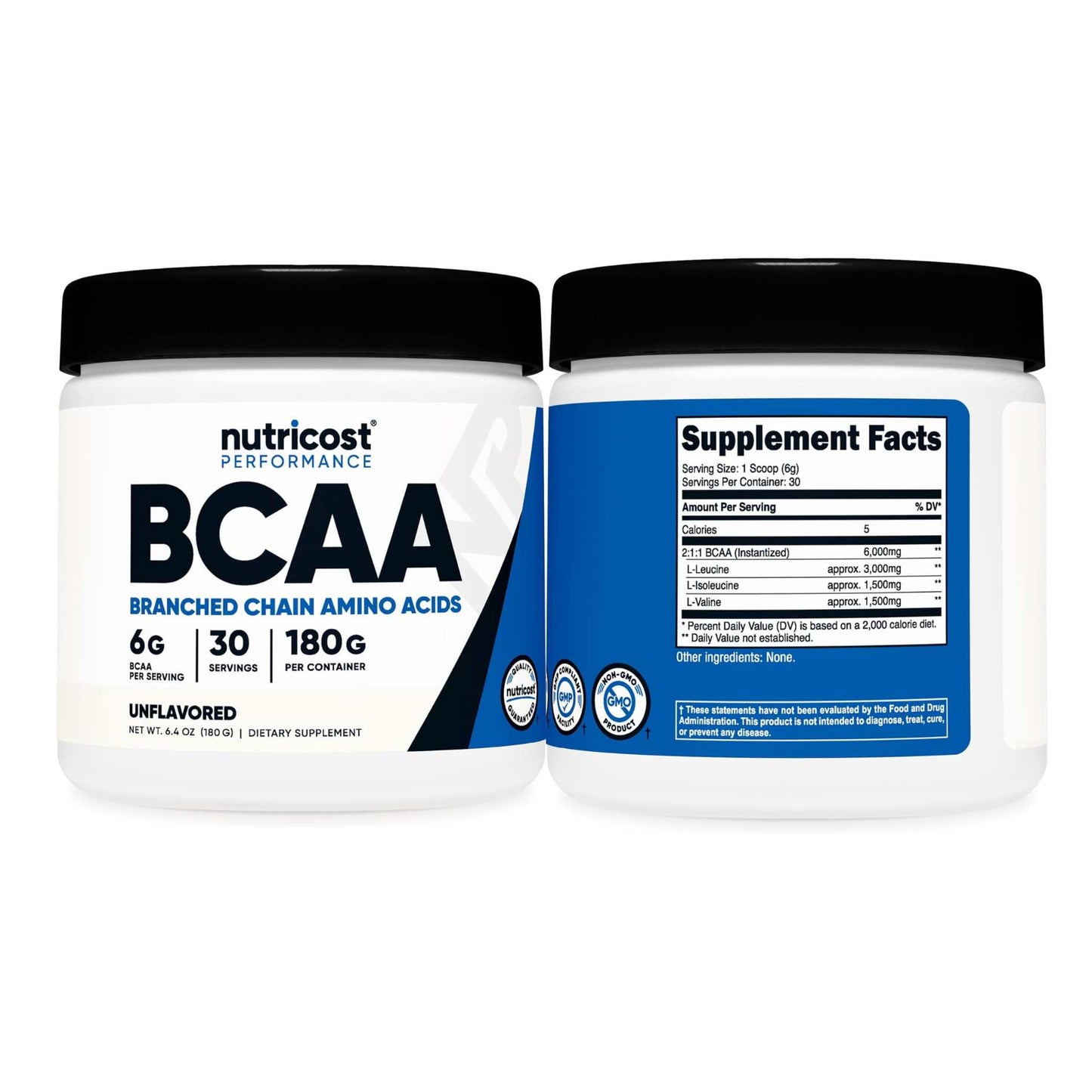 Nutricost BCAA Unflavored 180g/360g (30/60 servings)