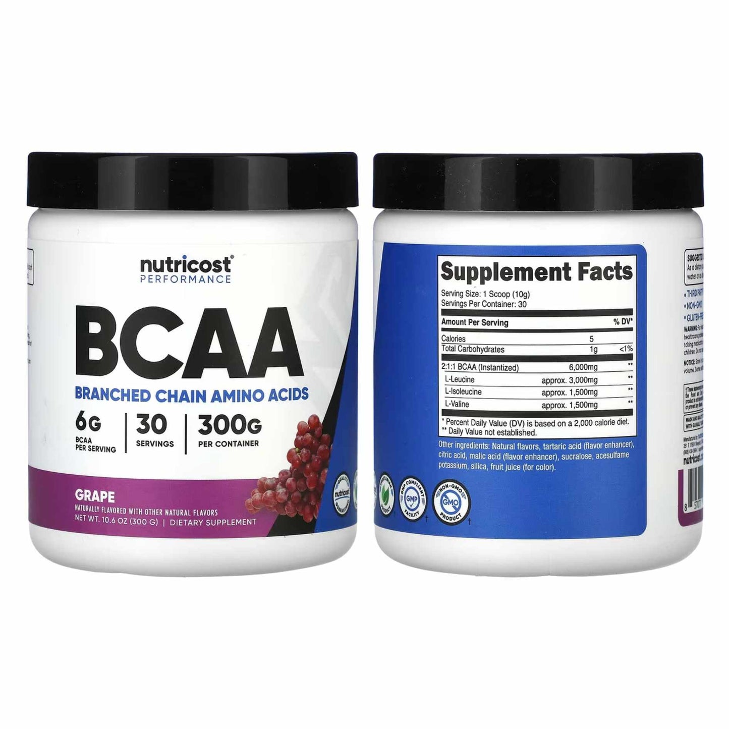 Nutricost BCAA Unflavored 180g/360g (30/60 servings)