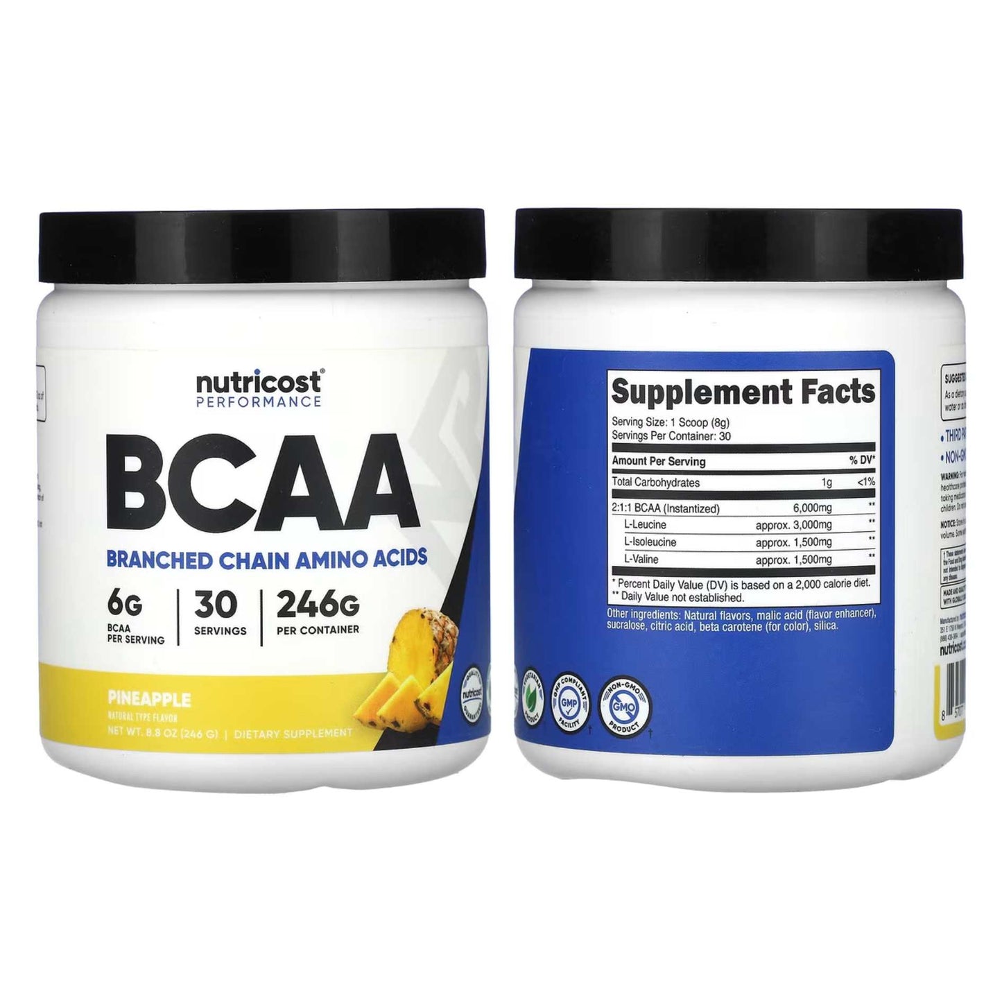 Nutricost BCAA Unflavored 180g/360g (30/60 servings)