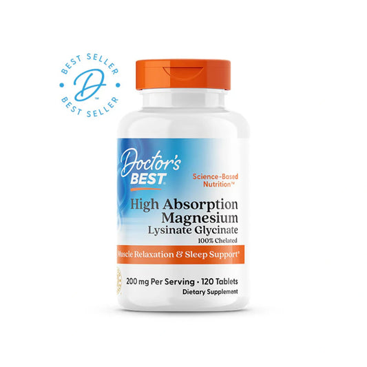 Doctor's Best Chelated Magnesium Glycinate, 200mg per serving