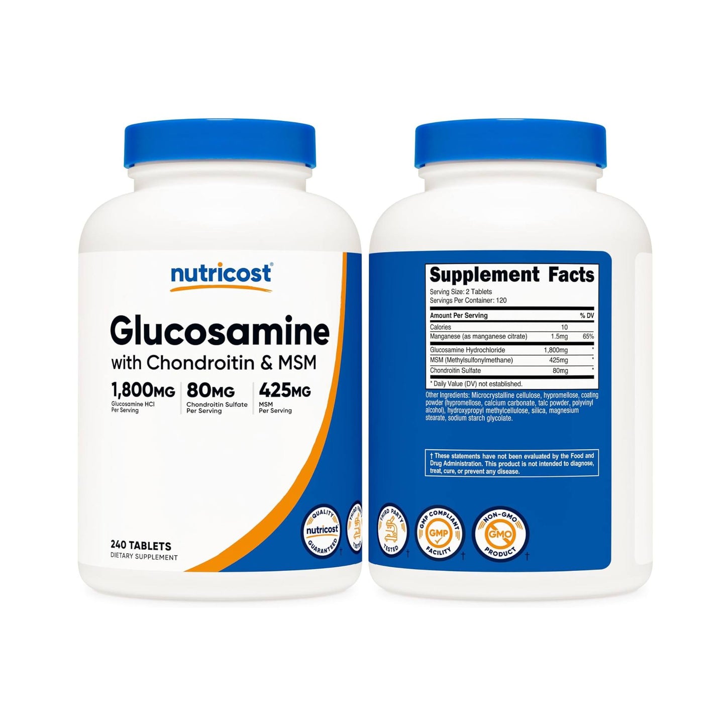 Nutricost Glucosamine with Chondroitin & MSM – Joint Support, Mobility & Cartilage Health - 240 Tablets