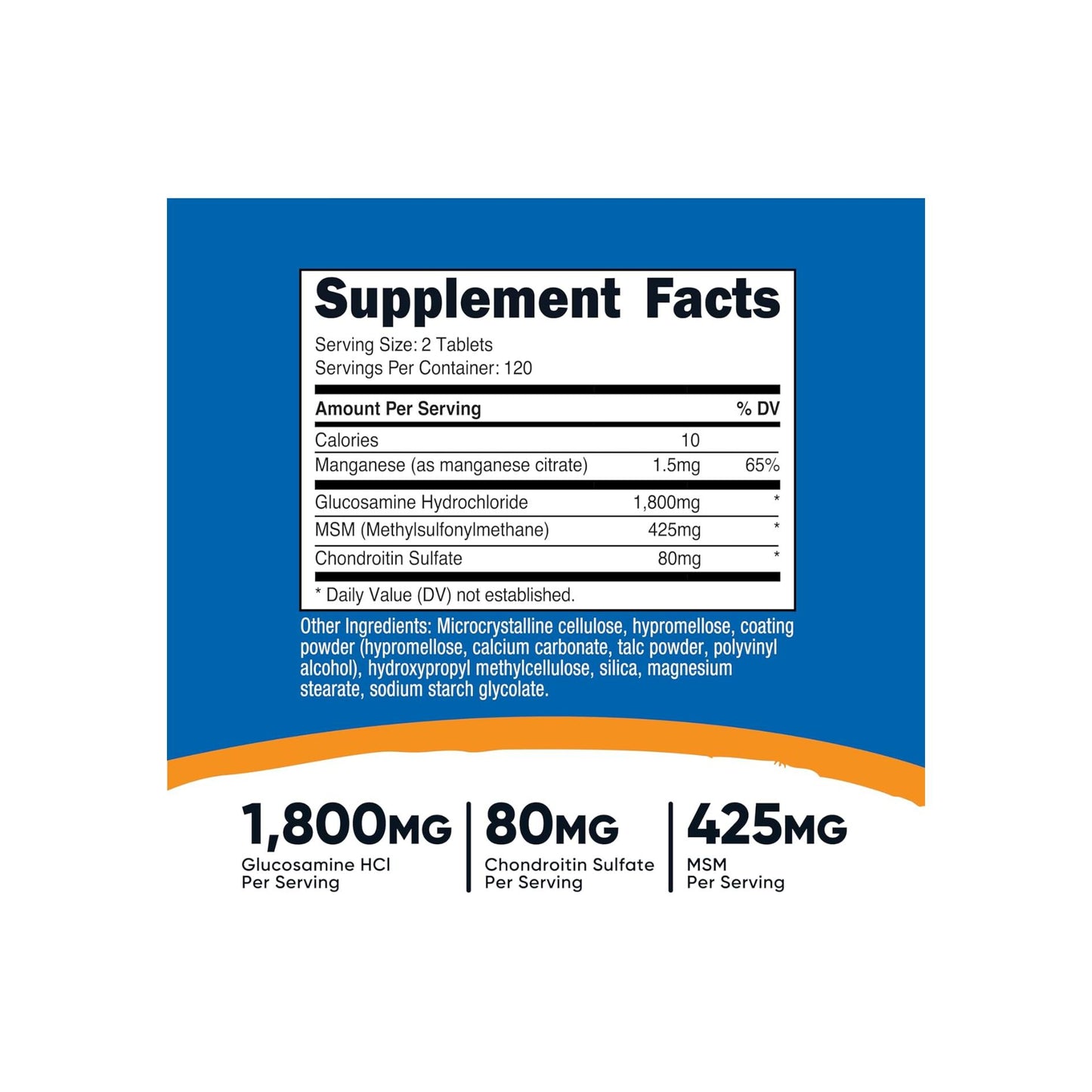 Nutricost Glucosamine with Chondroitin & MSM – Joint Support, Mobility & Cartilage Health - 240 Tablets