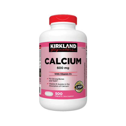 Kirkland Signature Calcium 600mg with Vitamin D3 – Bone Health Support Supplement (500 Tablets)