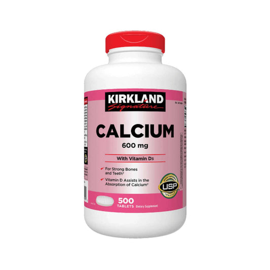 Kirkland Signature Calcium 600mg with Vitamin D3 – Bone Health Support Supplement (500 Tablets)