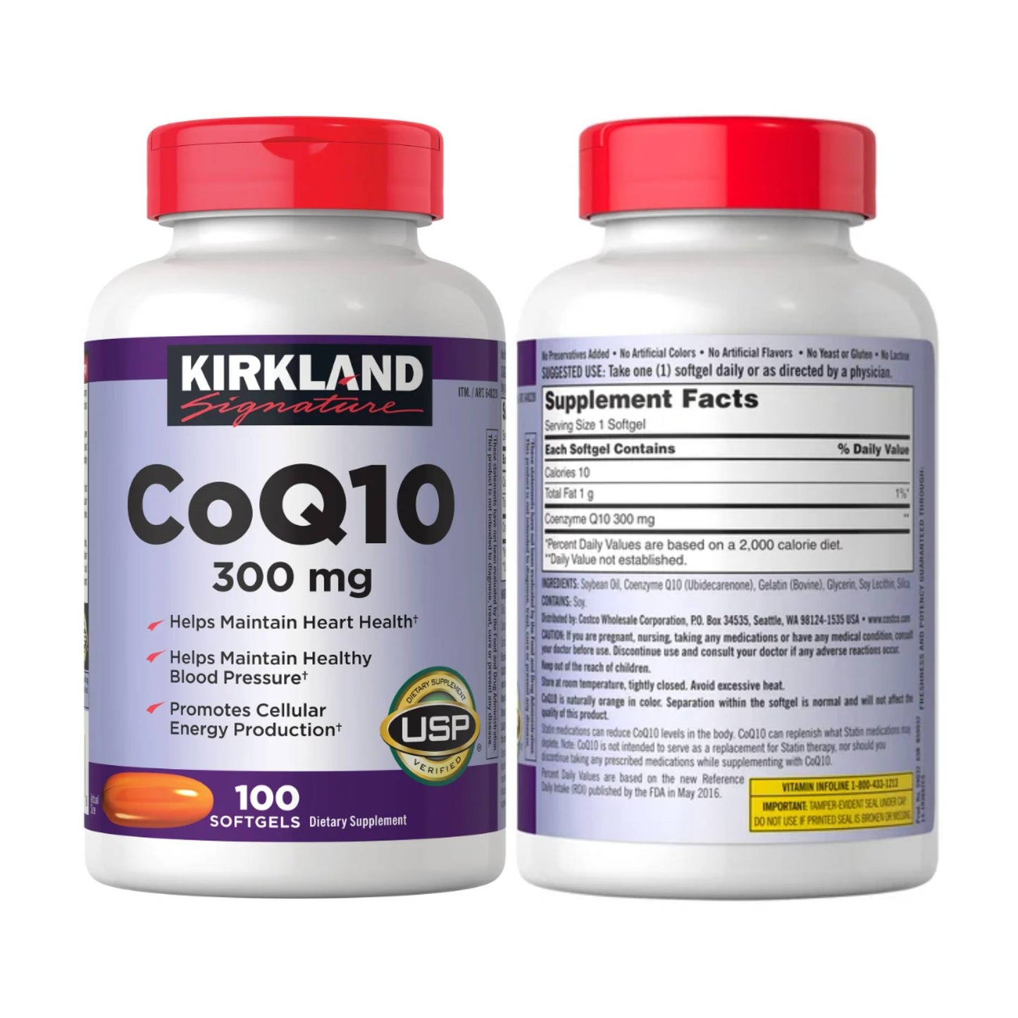 Kirkland Signature CoQ10 300mg – Heart Support & Daily Energy Supplement (100 Softgels)
