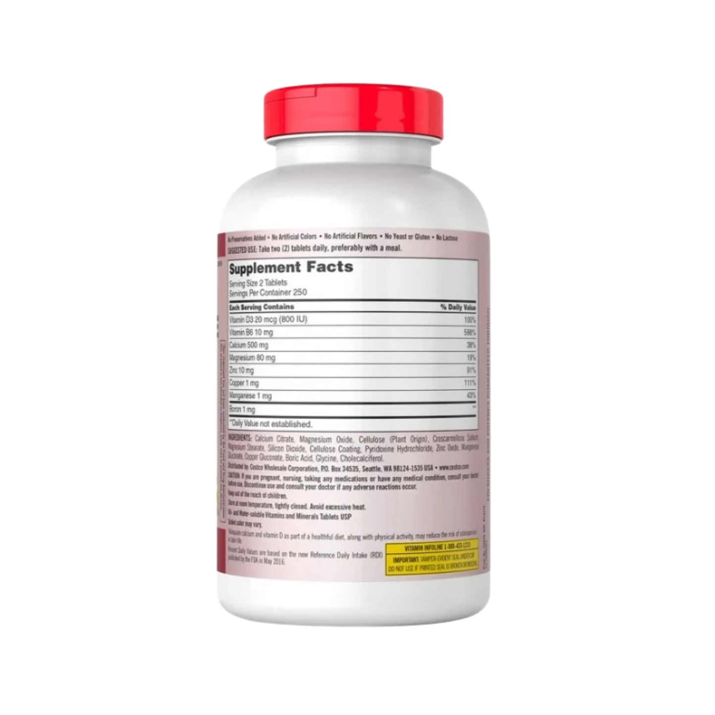 Kirkland Signature Calcium Citrate, Magnesium and Zinc, 500 Tablets