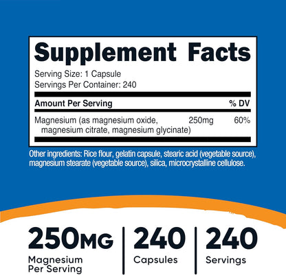 Nutricost Magnesium Complex 250mg, 240 Capsules