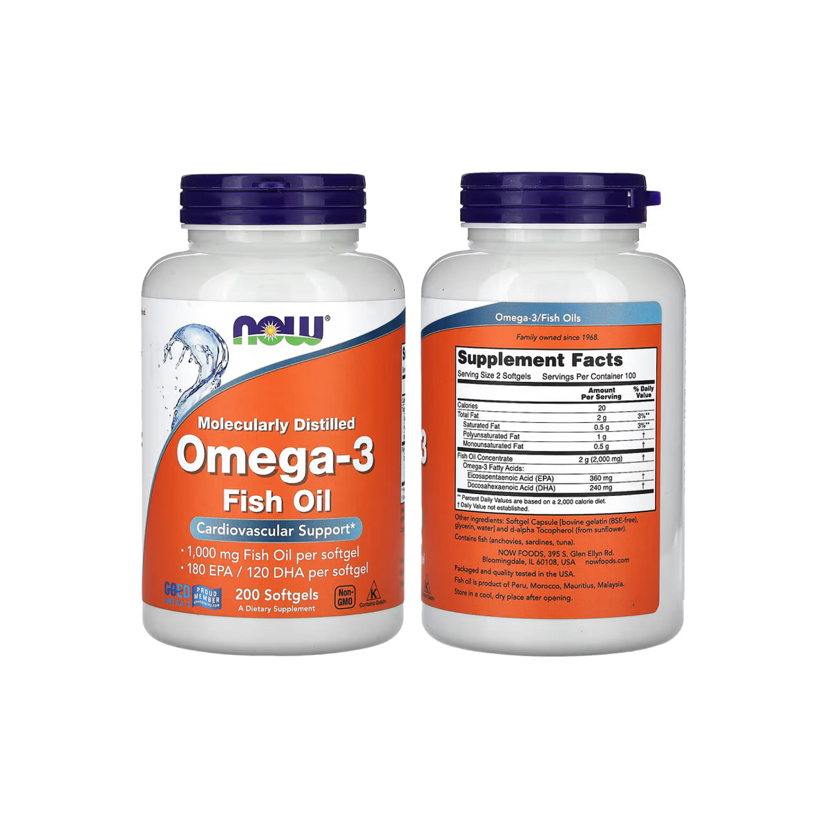 NOW Foods Omega-3 Fish Oil, 180 EPA / 120 DHA, 1000mg