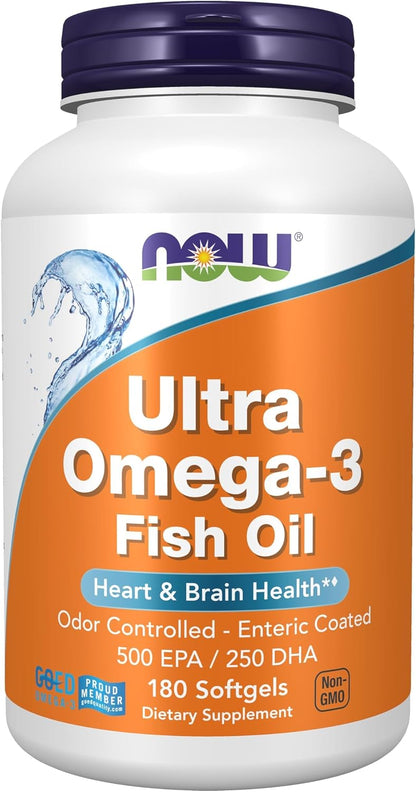 NOW Foods Ultra Omega-3 Fish Oil, 90/180 Softgels
