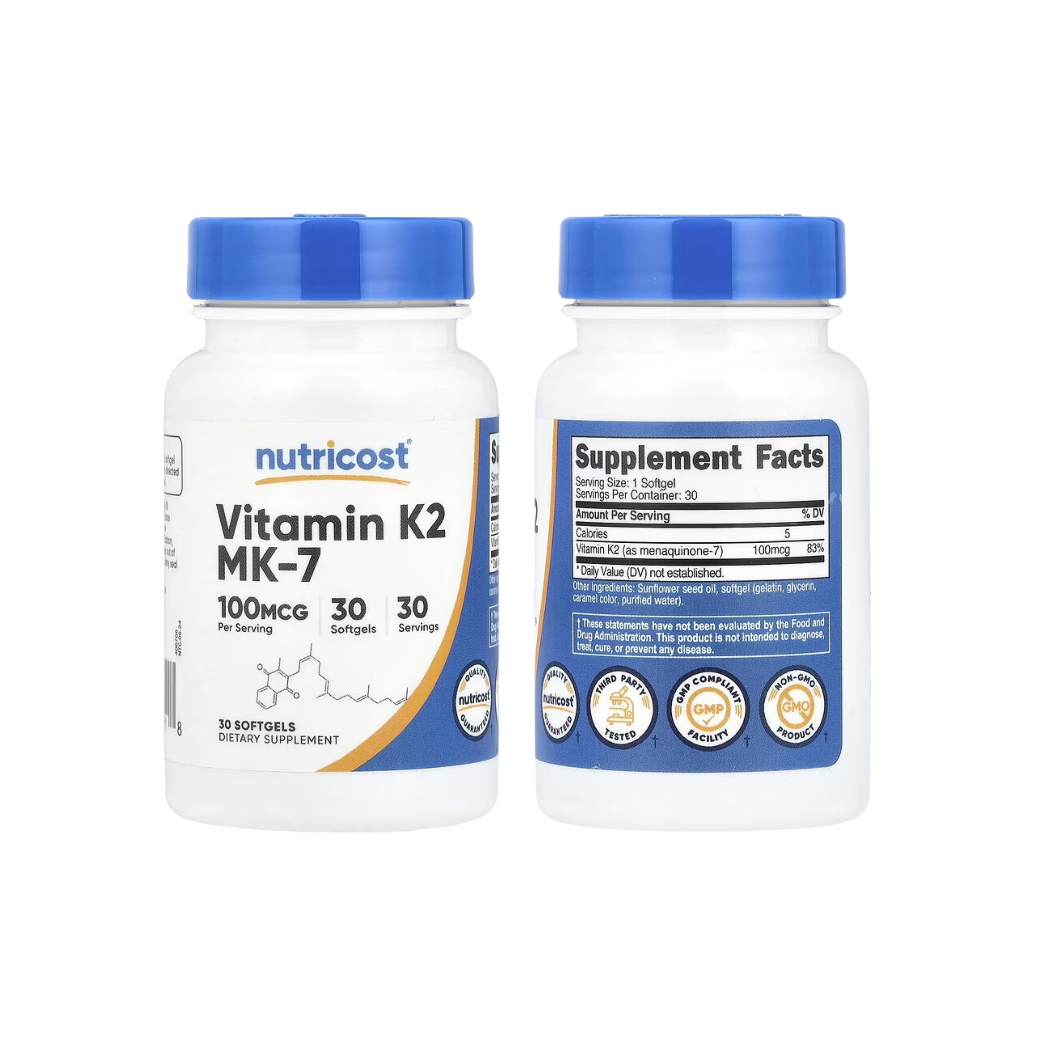 Nutricost Vitamin K2 MK-7 Softgels, 100mcg, 120 Count - Non-GMO, Gluten-Free