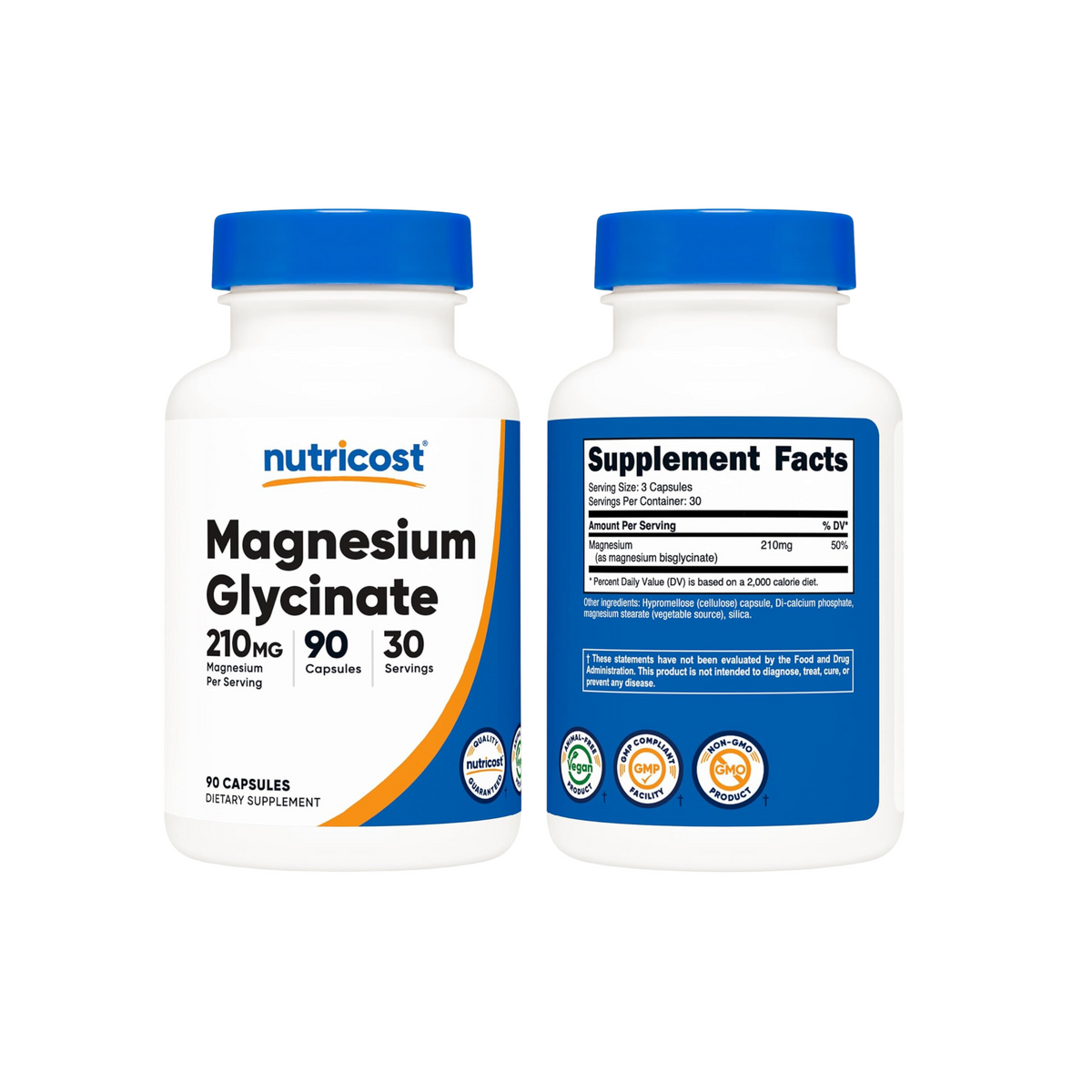 Nutricost Magnesium Glycinate 210mg per serving (90/180 capsules ...