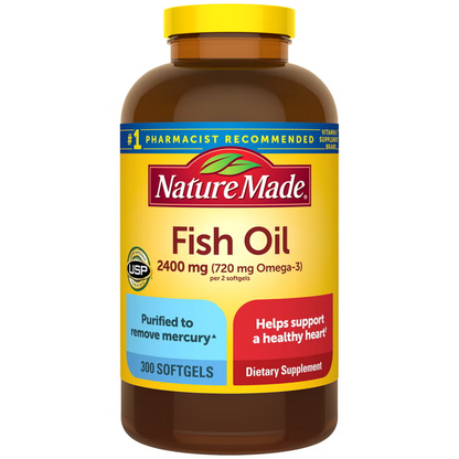 Nature Made Omega-3 Fish Oil, 2400mg, 300 softgels