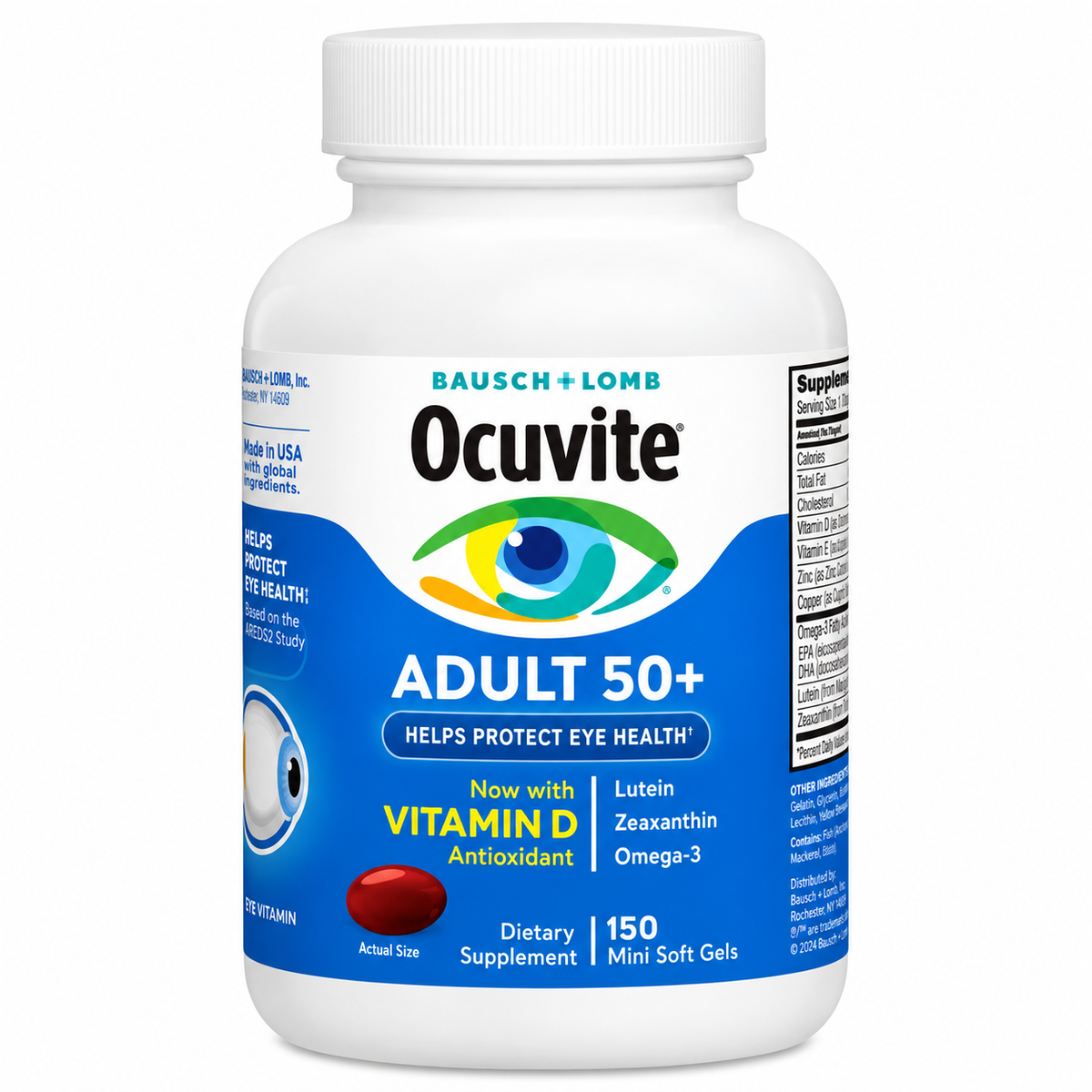 Ocuvite Adult with Lutein and Omega-3 50+, 150 mini softgels