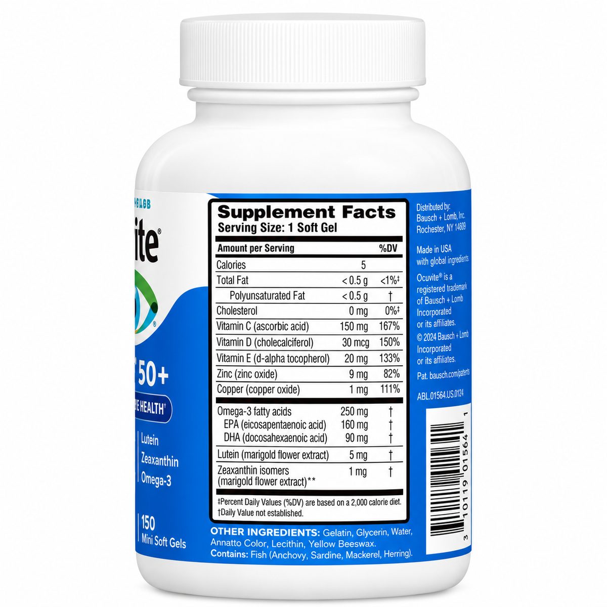 Ocuvite Adult with Lutein and Omega-3 50+, 150 mini softgels