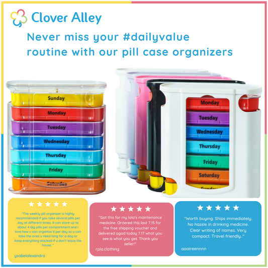 Weekly Pill Organizer, Four Times-a-Day, 1 Dispenser with Stackable AM/PM Compartments