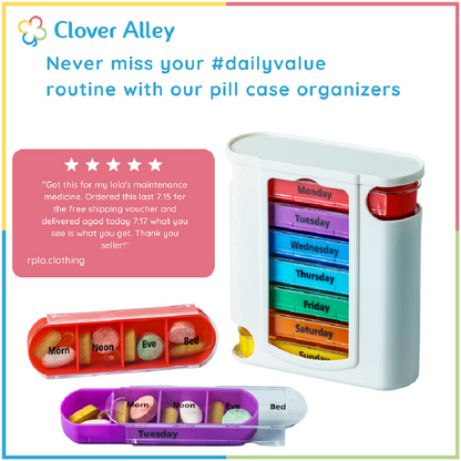 Weekly Pill Organizer, Four Times-a-Day, 1 Dispenser with Stackable AM/PM Compartments