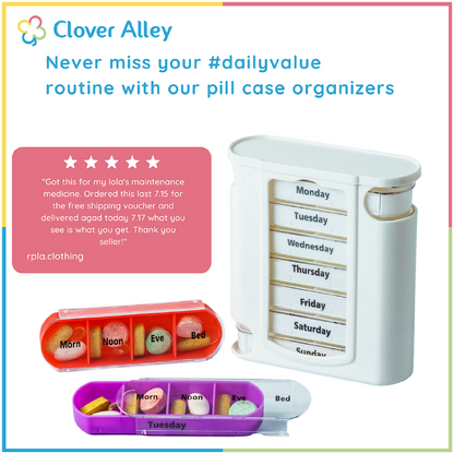 Weekly Pill Organizer, Four Times-a-Day, 1 Dispenser with Stackable AM/PM Compartments