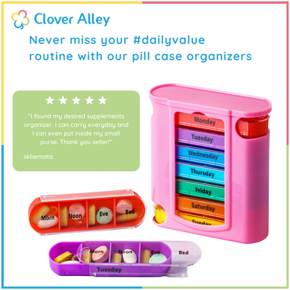 Weekly Pill Organizer, Four Times-a-Day, 1 Dispenser with Stackable AM/PM Compartments