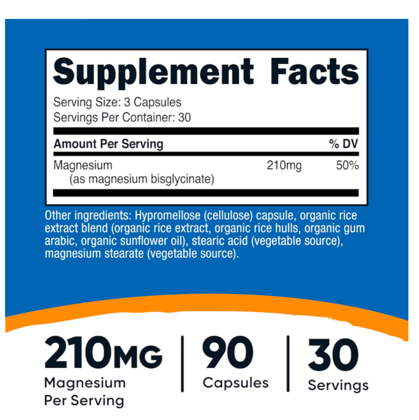 Nutricost Magnesium Glycinate 210mg per serving (90/180 capsules)