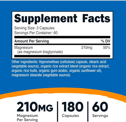 Nutricost Magnesium Glycinate 210mg per serving (90/180 capsules)