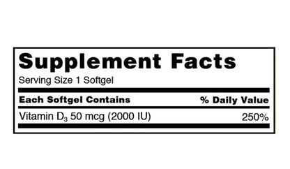 Kirkland Signature Vitamin D3 2,000 iu, 50mcg., 600 Softgels