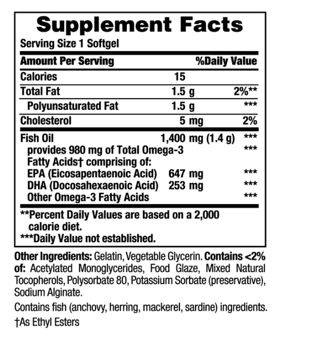 Nature's Bounty Fish Oil 1400mg, 130 Softgels